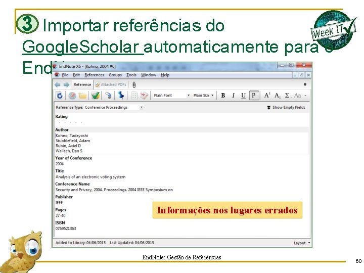 3 Importar referências do Google. Scholar automaticamente para o End. Note Informações nos lugares