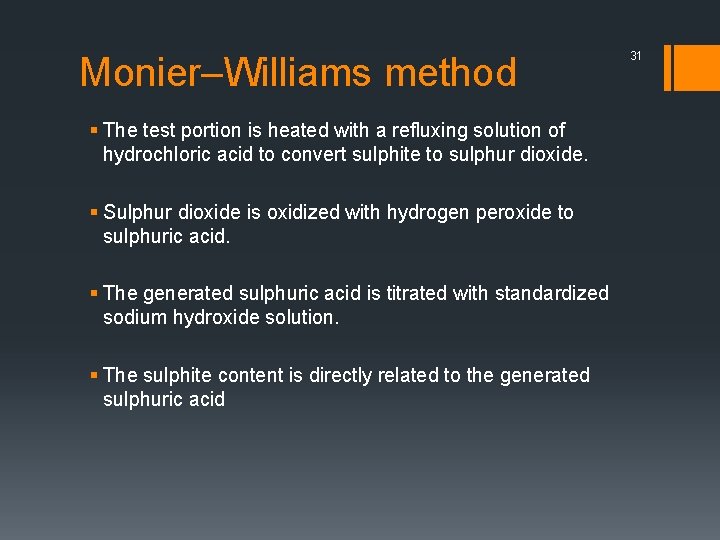 Monier–Williams method § The test portion is heated with a refluxing solution of hydrochloric