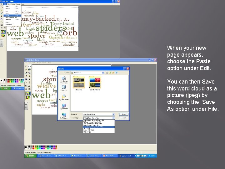 When your new page appears, choose the Paste option under Edit. You can then
