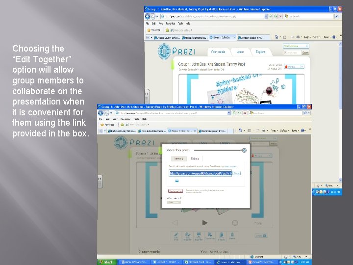 Choosing the “Edit Together” option will allow group members to collaborate on the presentation