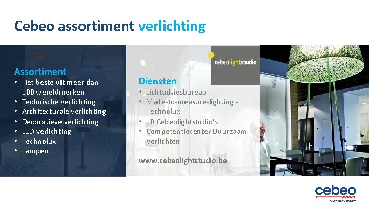 Cebeo assortiment verlichting Assortiment • Het beste uit meer dan 100 wereldmerken • Technische