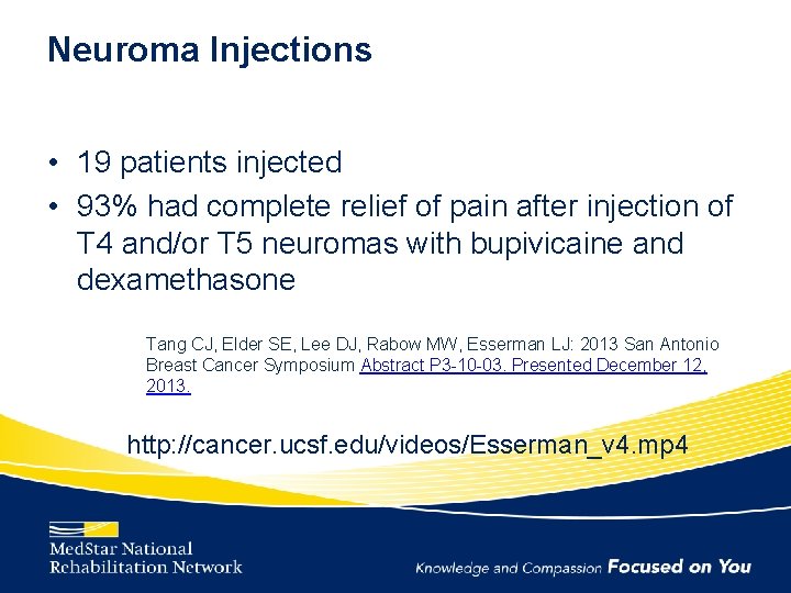 Neuroma Injections • 19 patients injected • 93% had complete relief of pain after