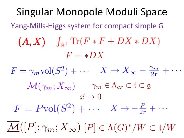 Singular Monopole Moduli Space Yang-Mills-Higgs system for compact simple G 