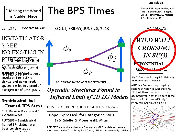 Late Edition ``Making the World a Stabler Place’’ Est. 1975 www. bpstimes. com The