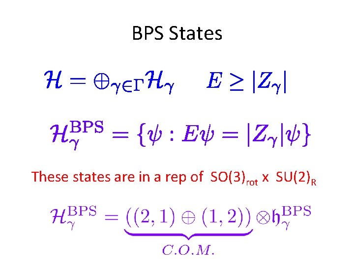 BPS States These states are in a rep of SO(3)rot x SU(2)R 