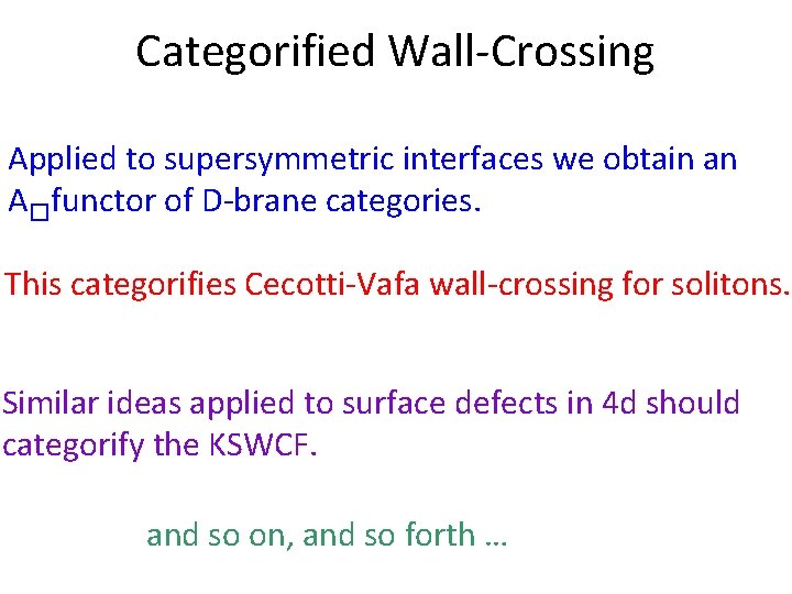 Categorified Wall-Crossing Applied to supersymmetric interfaces we obtain an A�functor of D-brane categories. This