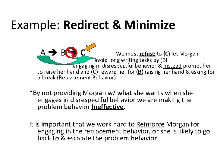 Example: Redirect & Minimize A B C We must refuse to (C) let Morgan