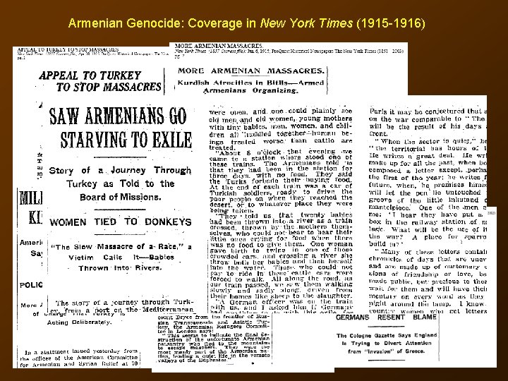 Armenian Genocide: Coverage in New York Times (1915 -1916) 