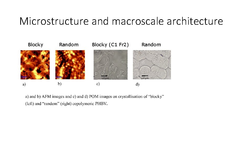 Microstructure and macroscale architecture Blocky Random Blocky (C 1 Fr 2) Random 10 µm