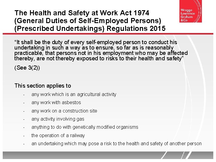 The Health and Safety at Work Act 1974 (General Duties of Self-Employed Persons) (Prescribed