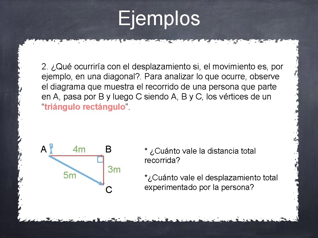 Ejemplos 2. ¿Qué ocurriría con el desplazamiento si, el movimiento es, por ejemplo, en