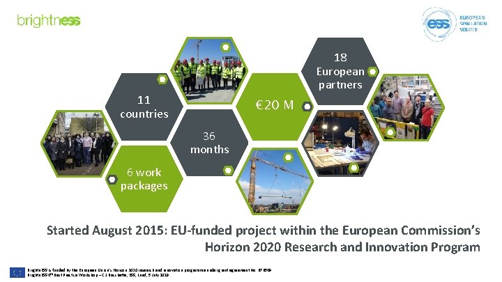 18 European partners 11 countries € 20 M 36 months 6 work packages Started