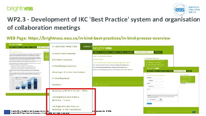 WP 2. 3 - Development of IKC 'Best Practice' system and organisation of collaboration