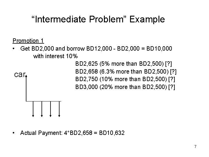 “Intermediate Problem” Example Promotion 1 • Get BD 2, 000 and borrow BD 12,