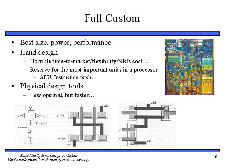 Full Custom • Best size, power, performance • Hand design – Horrible time-to-market/flexibility/NRE cost…