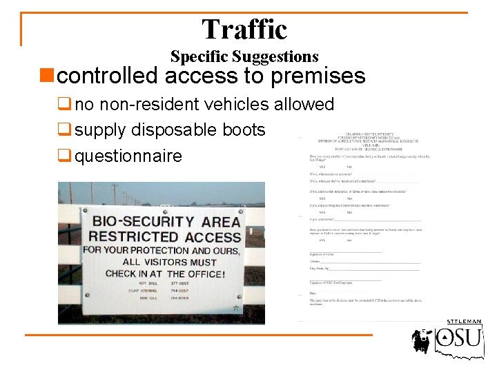 Traffic Specific Suggestions n controlled access to premises q no non-resident vehicles allowed q