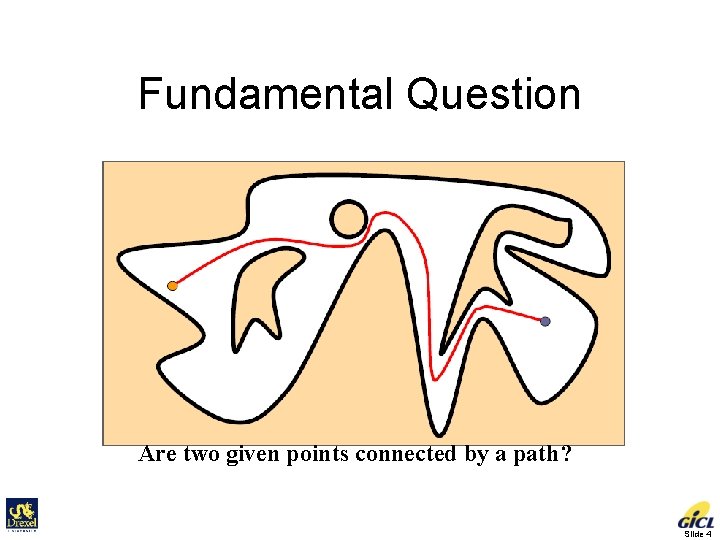 Fundamental Question Are two given points connected by a path? Slide 4 