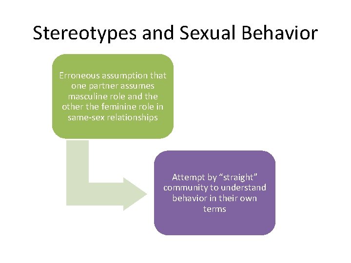 Stereotypes and Sexual Behavior Erroneous assumption that one partner assumes masculine role and the