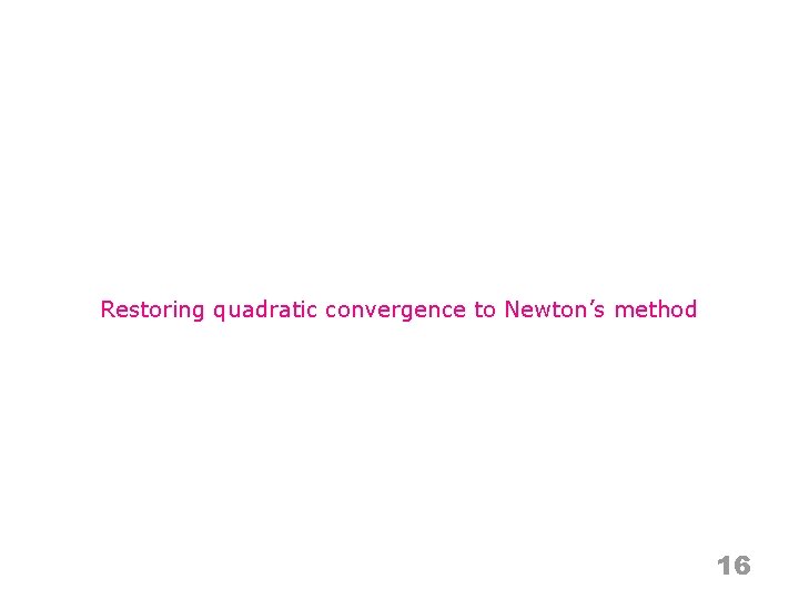 Restoring quadratic convergence to Newton’s method 16 