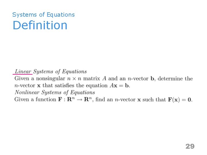 Systems of Equations Definition 29 