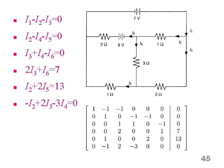 n I 1 -I 2 -I 3=0 n I 2 -I 4 -I 5=0