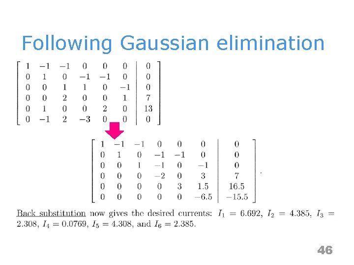 Following Gaussian elimination 46 