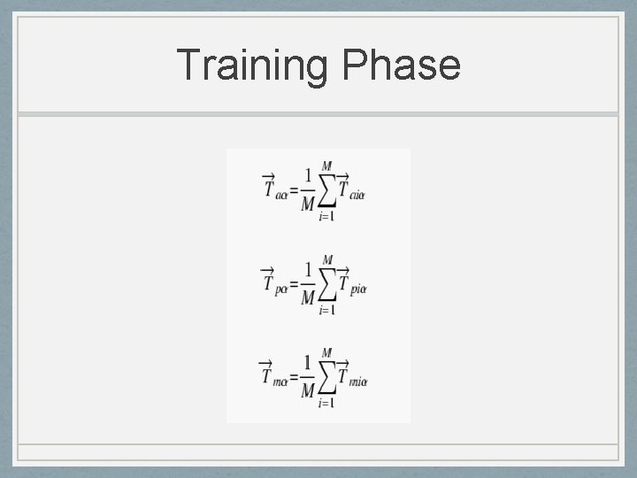 Training Phase 