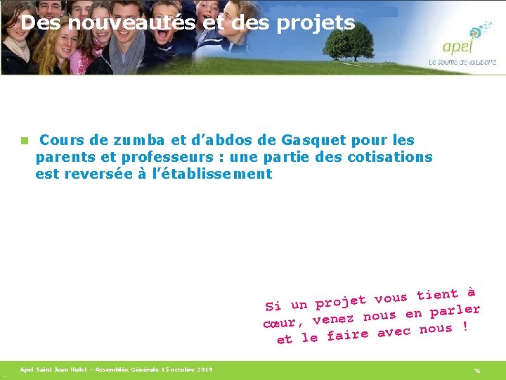 Des nouveautés et des projets n Cours de zumba et d’abdos de Gasquet pour