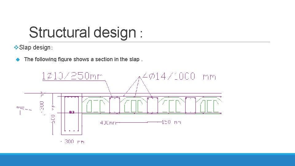 Structural design : v. Slap design: The following figure shows a section in the