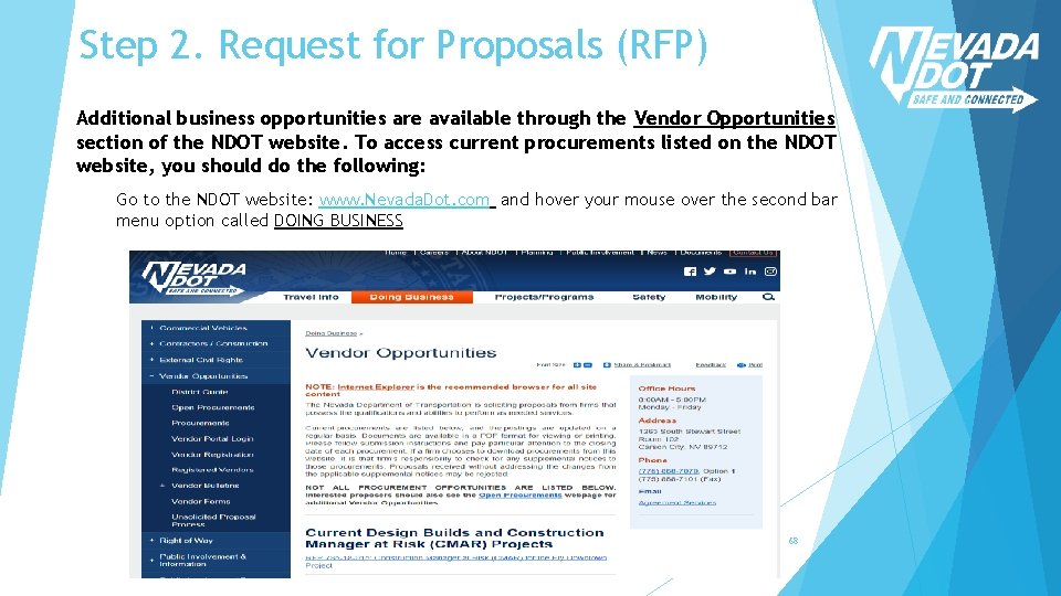 Step 2. Request for Proposals (RFP) Additional business opportunities are available through the Vendor