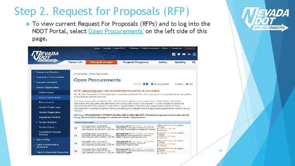 Step 2. Request for Proposals (RFP) To view current Request For Proposals (RFPs) and