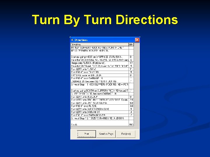 Turn By Turn Directions 