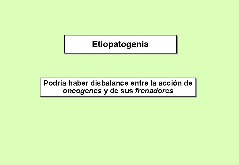 Etiopatogenia Podría haber disbalance entre la acción de oncogenes y de sus frenadores 