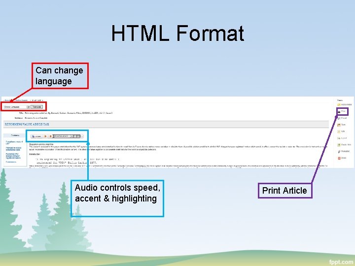 HTML Format Can change language Audio controls speed, accent & highlighting Print Article 