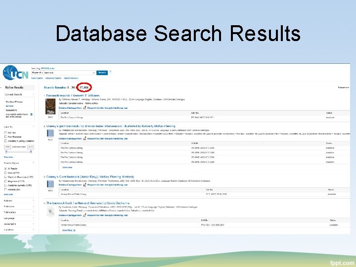 Database Search Results 