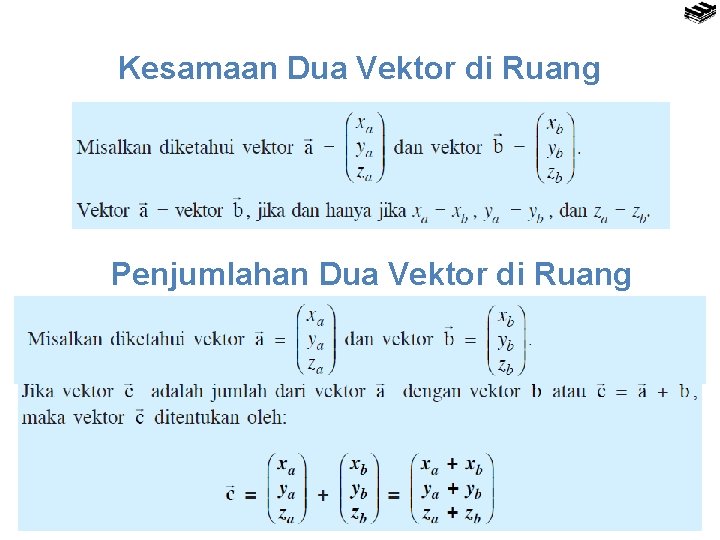 Kesamaan Dua Vektor di Ruang Penjumlahan Dua Vektor di Ruang 