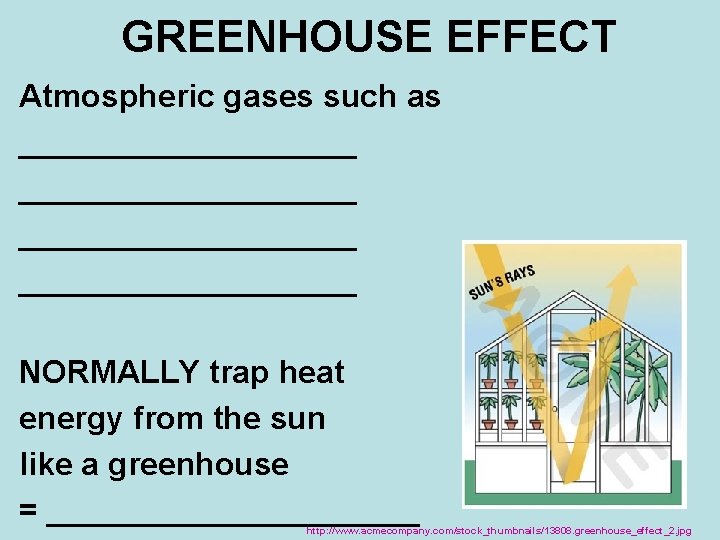 GREENHOUSE EFFECT Atmospheric gases such as ___________________ NORMALLY trap heat energy from the sun