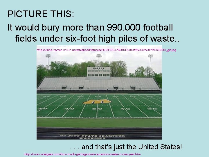 PICTURE THIS: It would bury more than 990, 000 football fields under six-foot high