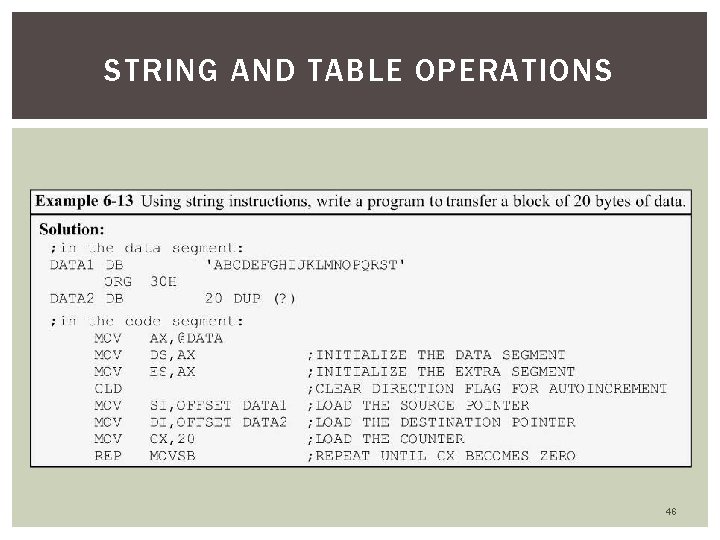 STRING AND TABLE OPERATIONS 46 