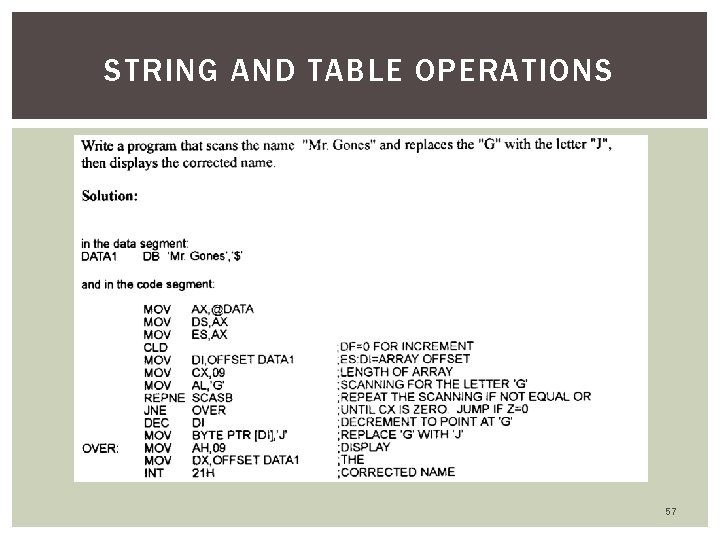 STRING AND TABLE OPERATIONS 57 