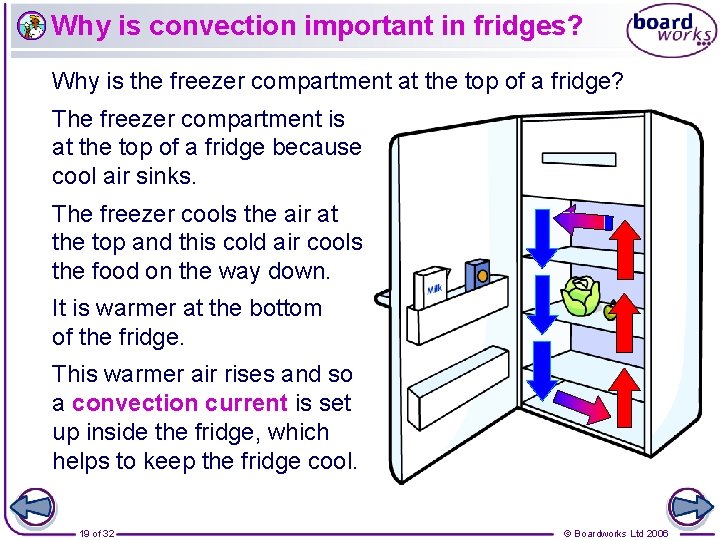 Why is convection important in fridges? Why is the freezer compartment at the top