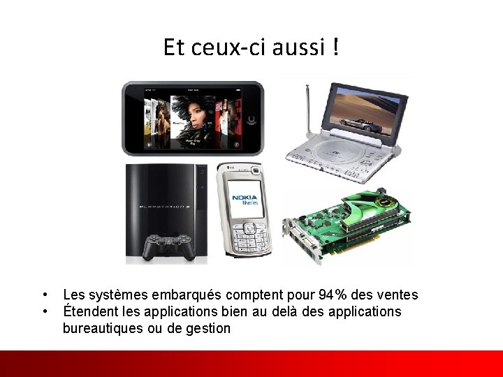 Et ceux-ci aussi ! • • Les systèmes embarqués comptent pour 94% des ventes