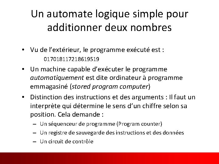 Un automate logique simple pour additionner deux nombres • Vu de l’extérieur, le programme