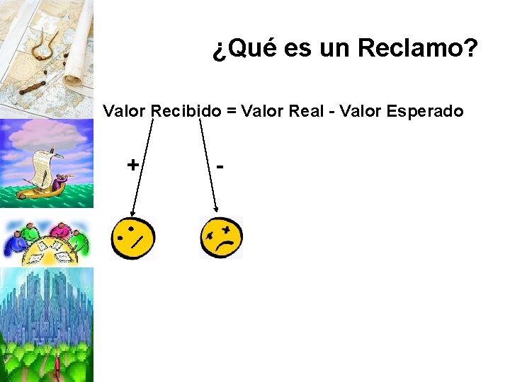 ¿Qué es un Reclamo? Valor Recibido = Valor Real - Valor Esperado + -