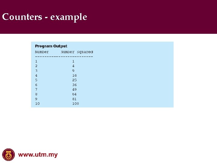 Counters - example 