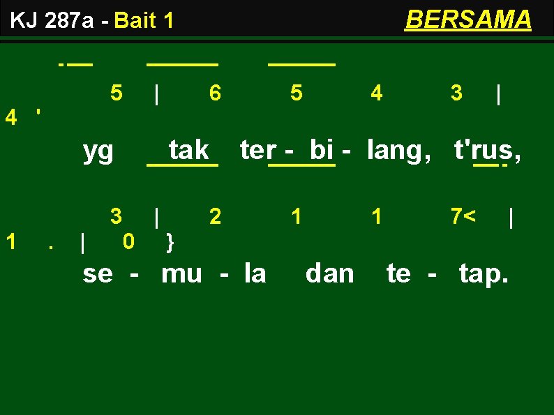 BERSAMA KJ 287 a - Bait 1 5 | 6 5 4 3 |