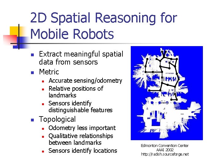 2 D Spatial Reasoning for Mobile Robots n n Extract meaningful spatial data from