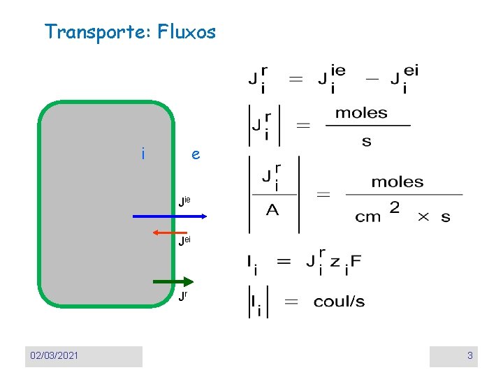 Transporte: Fluxos i e Jie Jei Jr 02/03/2021 3 