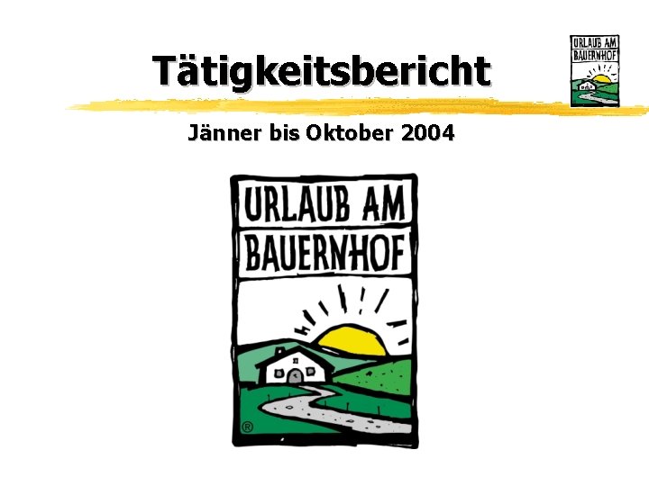 Tätigkeitsbericht Jänner bis Oktober 2004 