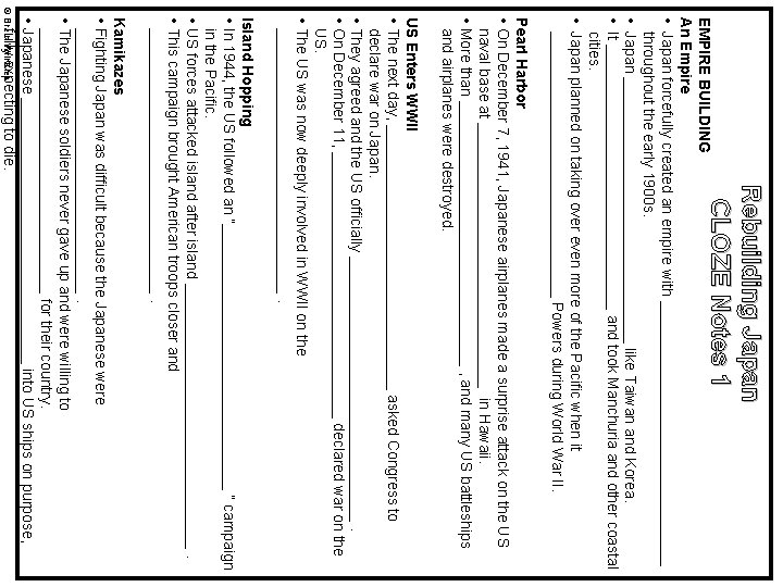 Rebuilding Japan CLOZE Notes 1 EMPIRE BUILDING An Empire • Japan forcefully created an